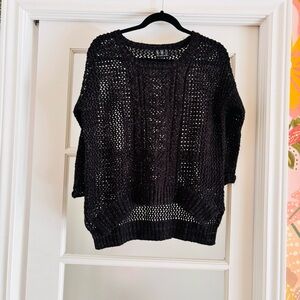 #83 Women's Elegant Black Open-Knit Sweater